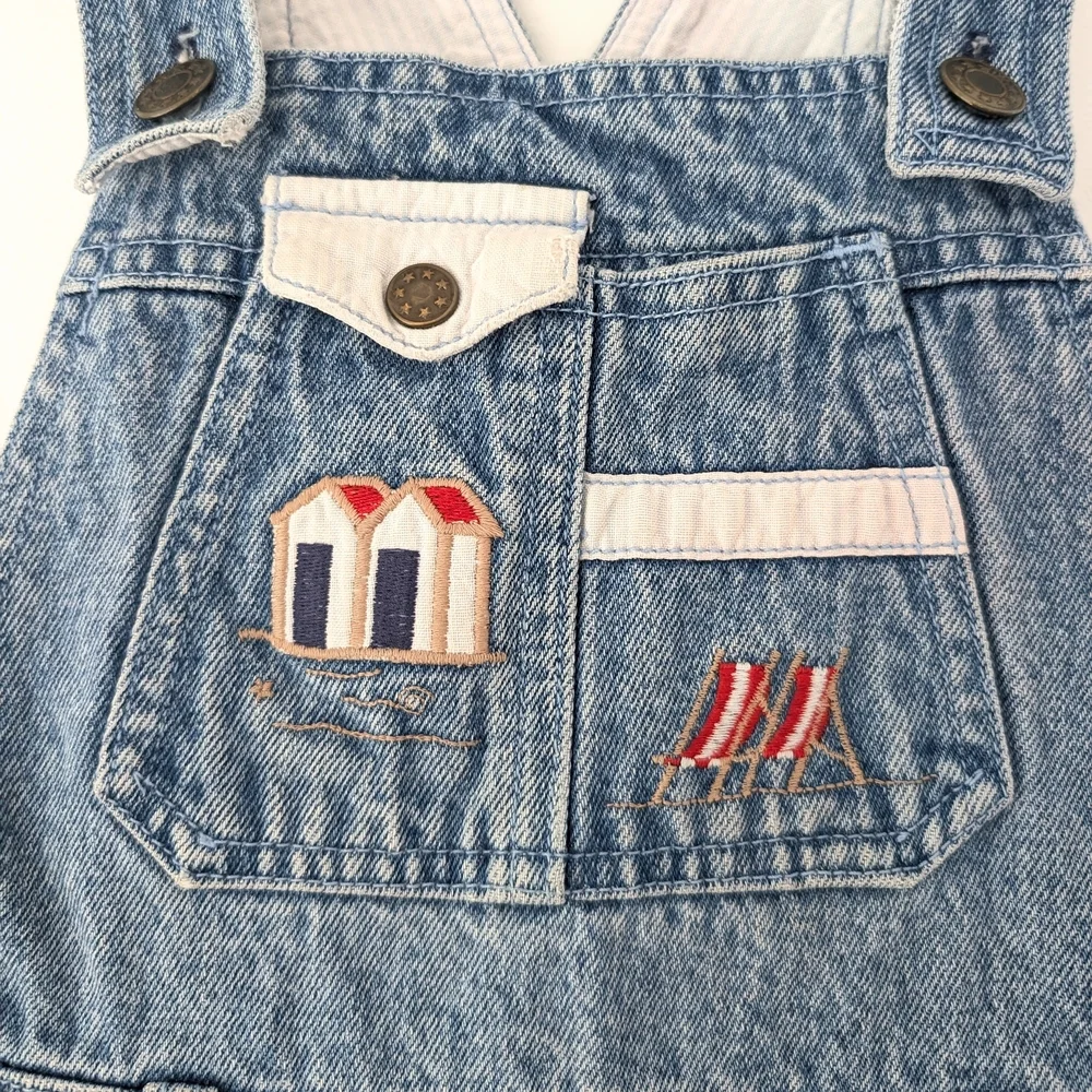 Vintage Jacadi Girl's Blue Denim Jeans Dress Jumper ~ Size 8 - Picture 3 of 9